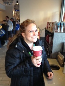 Dee grabbing a coffee after one of our morning WODs.